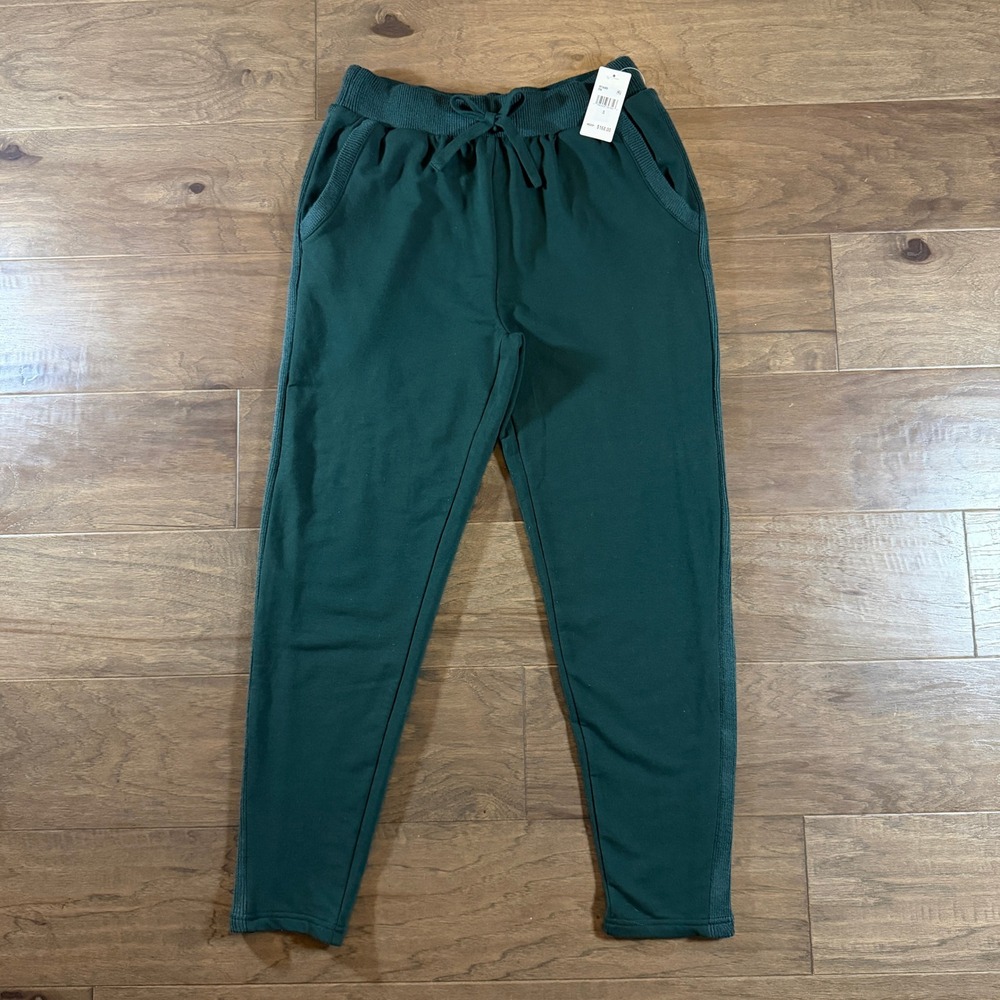 Splendid NWT‎ Women Forest Green Ribbed Side Stripe Jogger Sweatpants Small